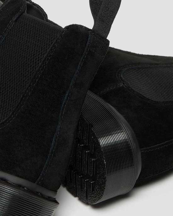 Botas Negras Dr. Martens 2976 Black Suede Hombre Negros MX-68390